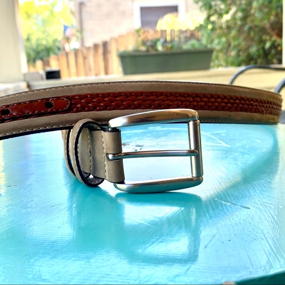 Tommy Bahama Brown Woven Genuine Leather Belt 43in - Picture 5 of 10